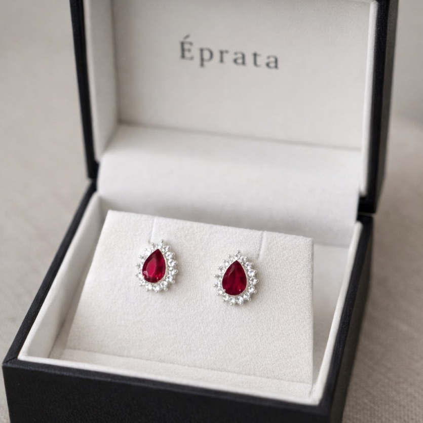 Brinco gota cravejada Prata 925