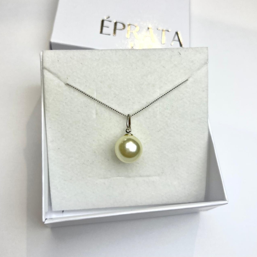 Gargantilha veneziana 45 cm com pingente perola sintetica 12 mm prata 925