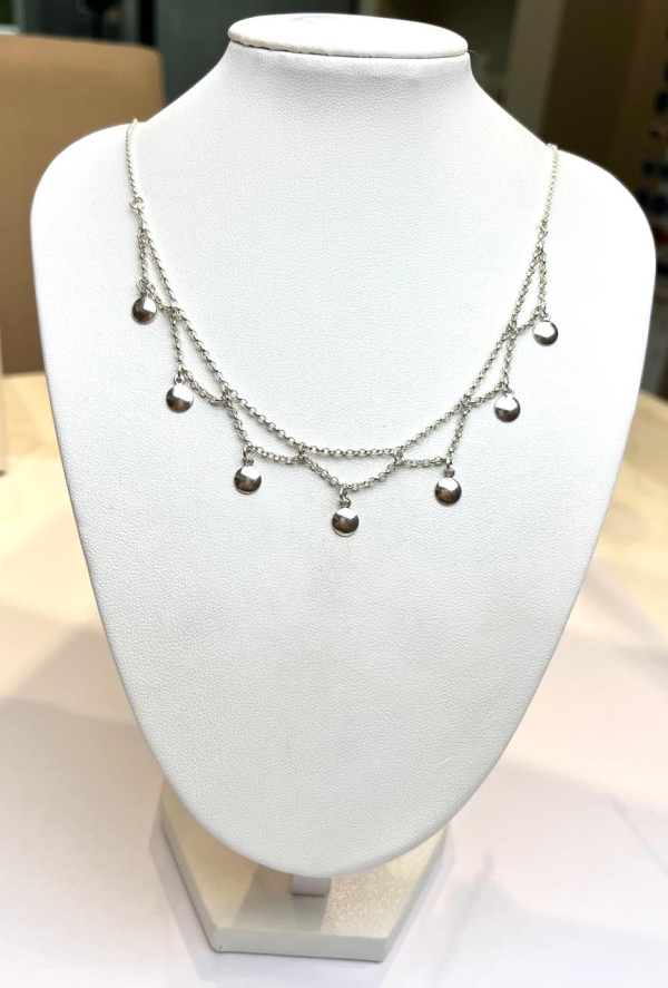 Gargantilha chocker 35 cm +5 cm extensor modelo indiano cascata prata 925