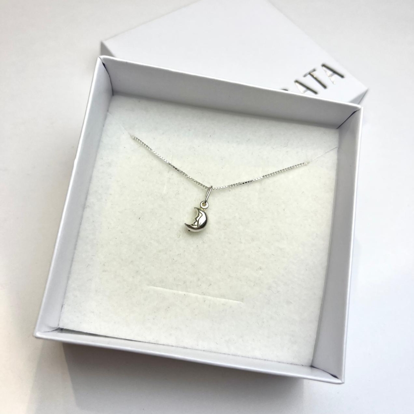 Gargantilha Veneziana 40 cm com Pingente Mini Lua – Prata 925