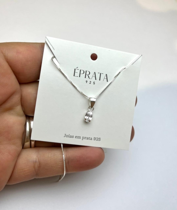 Gargantilha ponto de luz 6 mm zirconia cristal corrente veneziana 45 cm  prata 925