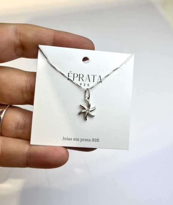 Gargantilha veneziana 45 cm estrela do mar prata 925
