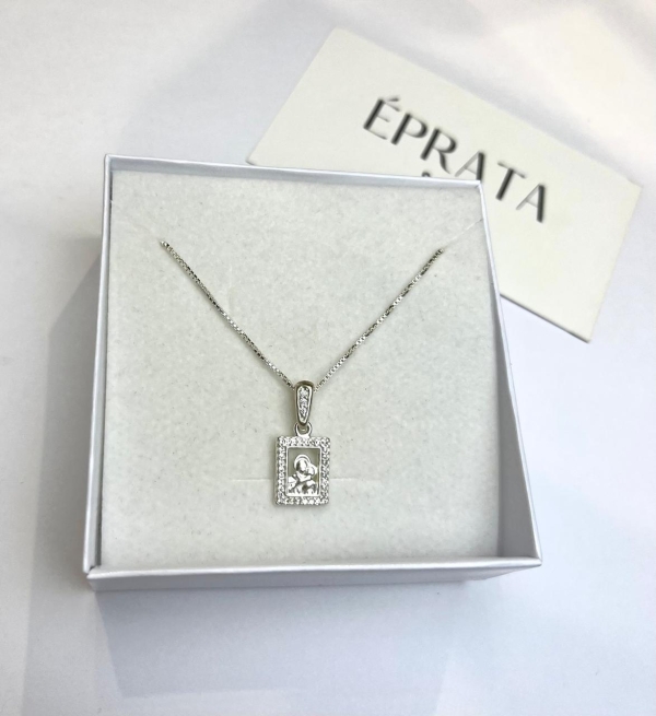 Corrente veneziana 50 cm e pingente sagrado coraçao de Jesus cravejada em prata 925
