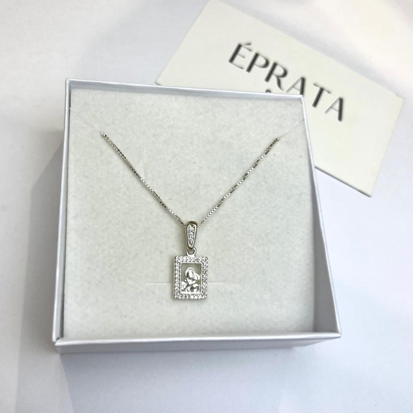 Corrente veneziana 50 cm e pingente sagrado coraçao de Jesus cravejada em prata 925