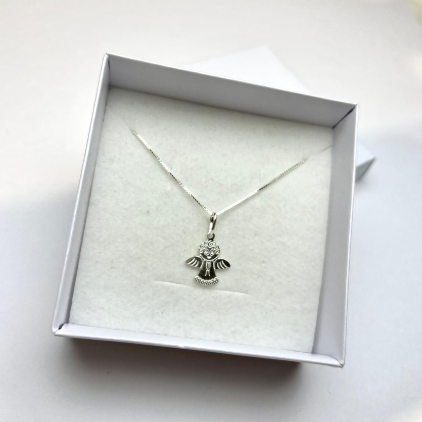 Gargantilha Veneziana 45 cm com Pingente Anjo Chapa Laser – Prata 925