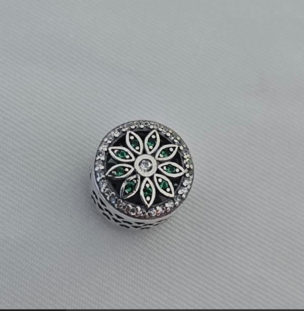 Berloque Separador Flor Verde PRATA 925