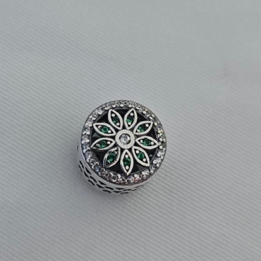 Berloque Separador Flor Verde PRATA 925