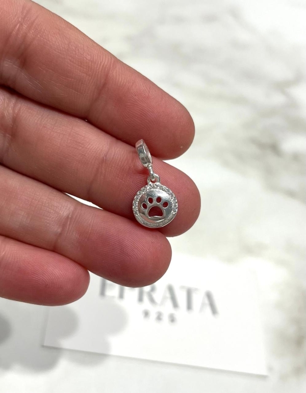 BERLOQUE  MEDALHA PATA CRAVEJADA PRATA 925
