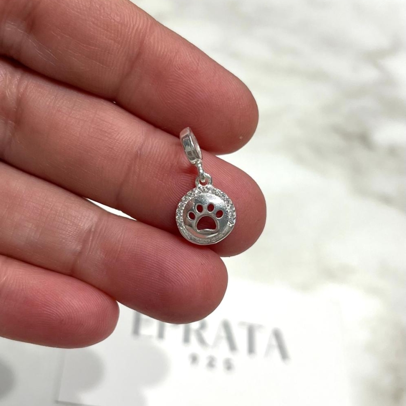 BERLOQUE  MEDALHA PATA CRAVEJADA PRATA 925