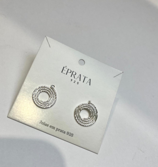 BRINCO ESPIRAL  FIO TORCIDO M PRATA  BRANCA