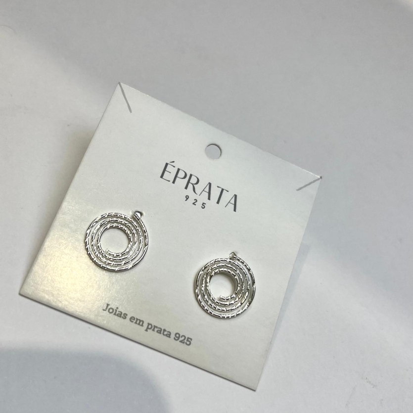 BRINCO ESPIRAL  FIO TORCIDO M PRATA  BRANCA