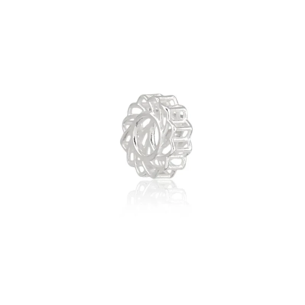 Berloque separador flor rendada prata 925