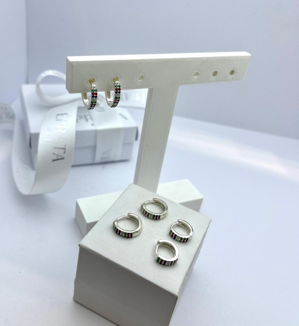 ARGOLA CLICK CRAVEJADA DE ZIRCONIAS COLORIDAS - Imagem 2