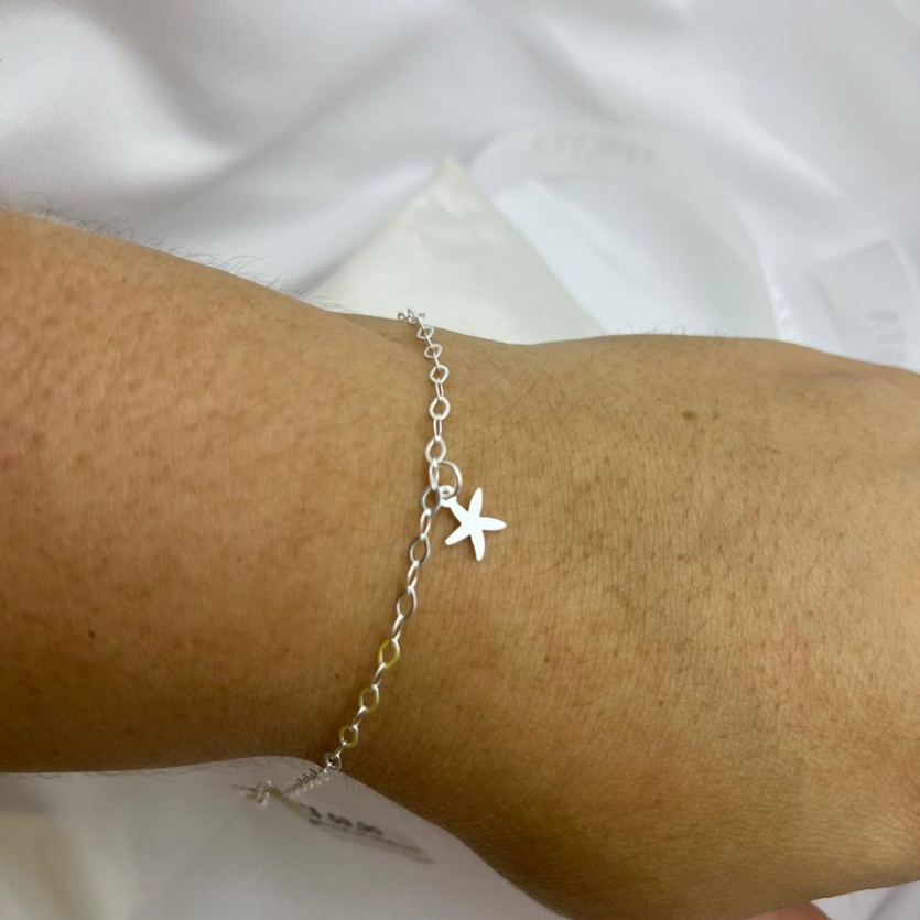 Pulseira elo oval com estrela  prata 925