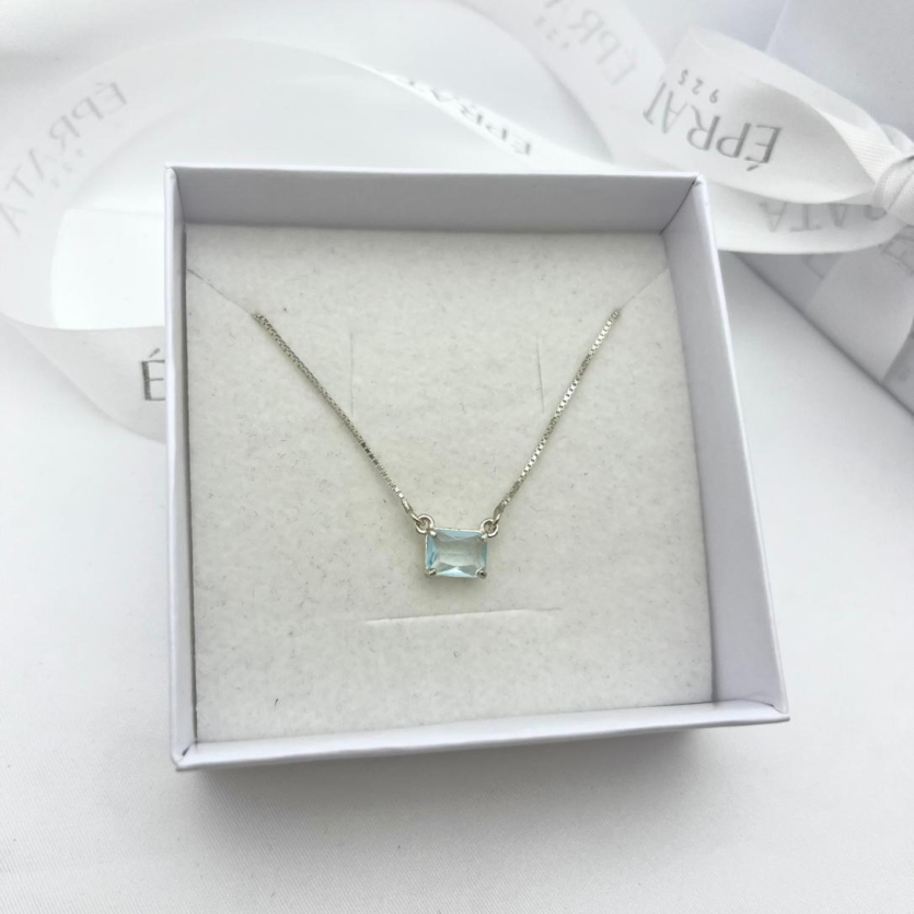 Gargantilha Prata 925 Caixa Quadrada com Zircônia Ácquaa – 45 cm