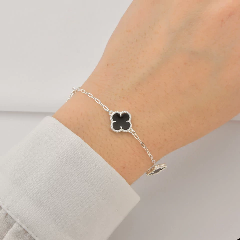 PULSEIRA TREVO 4 FOLHAS RESINADO PRATA 925