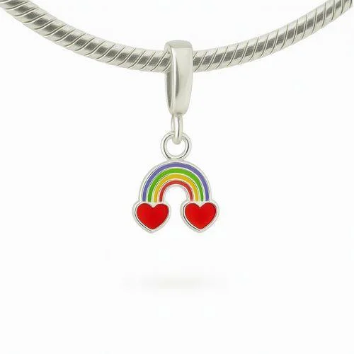 BERLOQUE ARCO IRIS PRATA BRANCA TAM.  UNICO SEM PEDRA