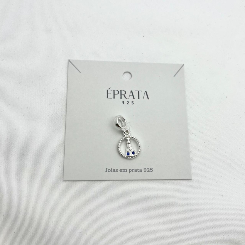 BERLOQUE NOSSA SENHORA APARECIDA CRAVEJADA PRATA 925
