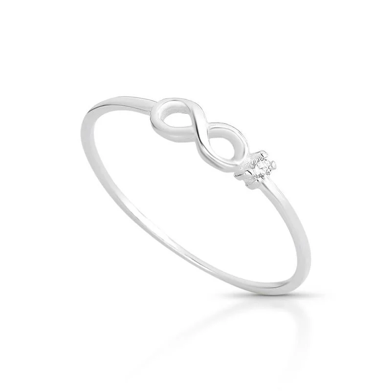 ANEL INFINITO COM ZIRCÔNIA DE PRATA 925