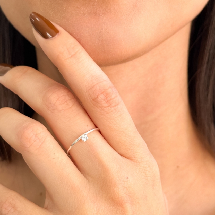 Anel Regulável em Prata 925 Ponto de Luz