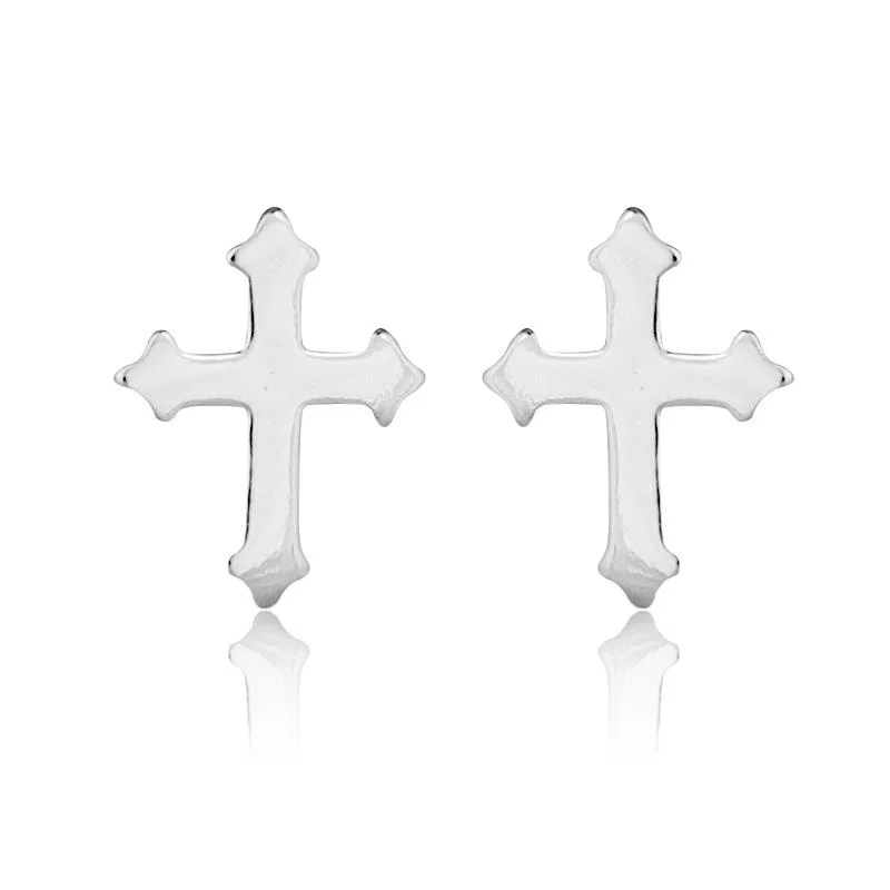 Brinco cruz lisa 8 mm prata 925
