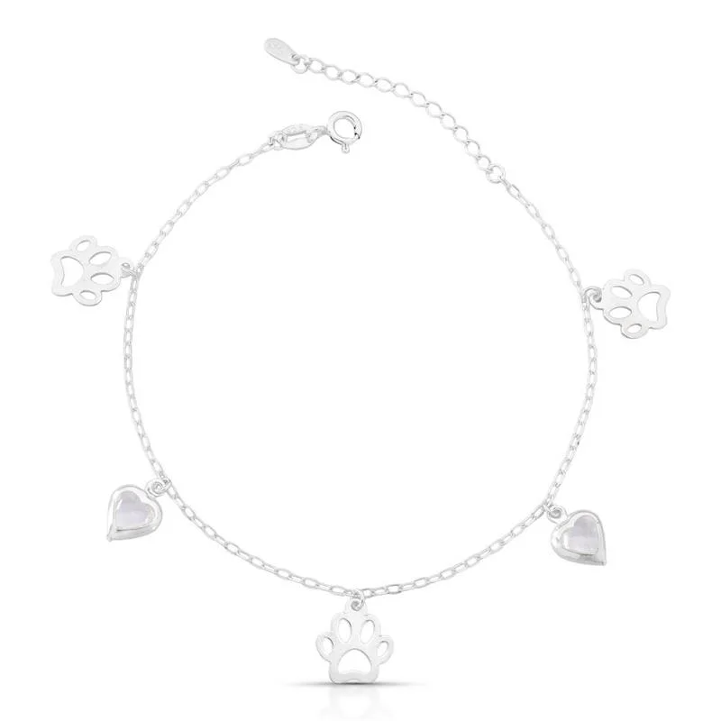 PULSEIRA PATA VAZADA E CORACAO PRATA 925