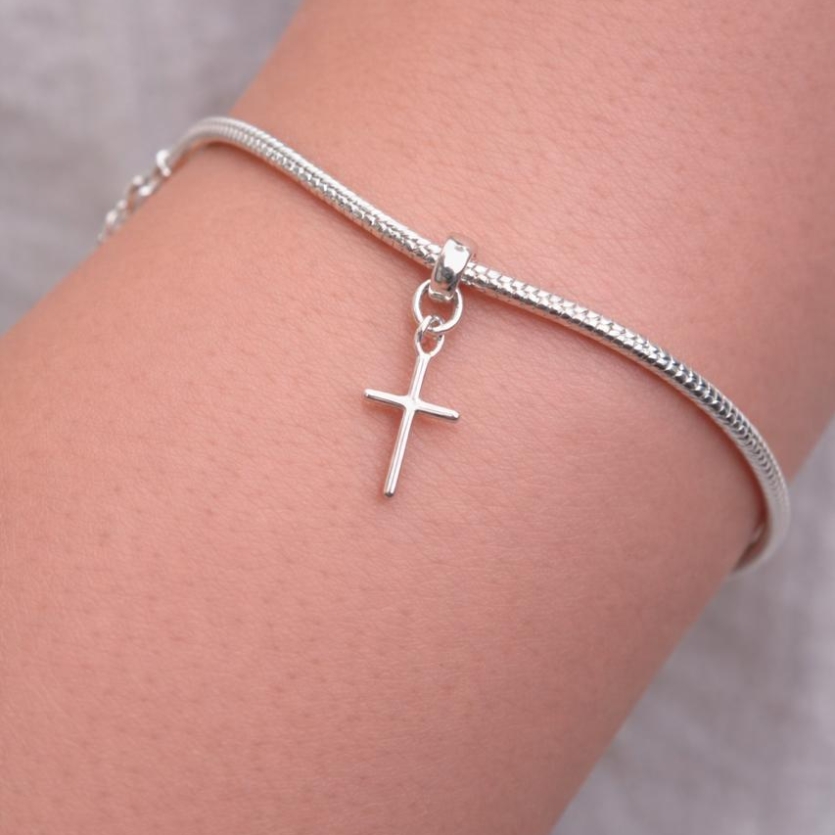 Berloque cruz lisa prata 925