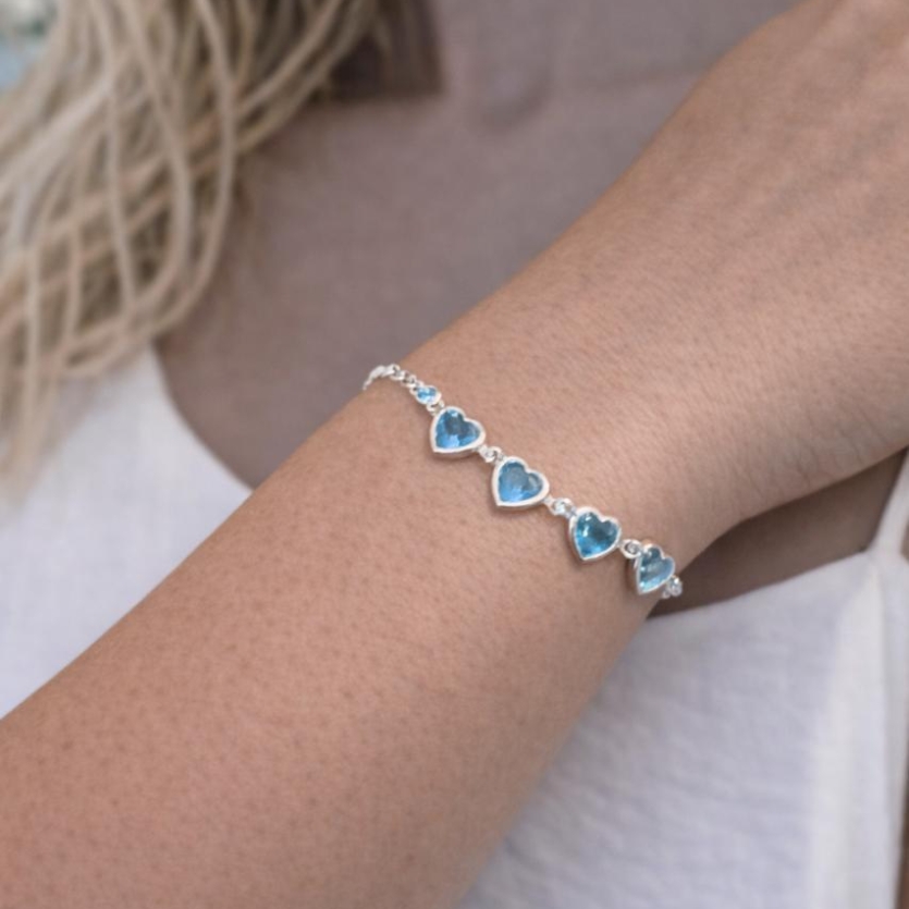 Pulseira Coração Fixo AZUL  Ponto Luz 19cm