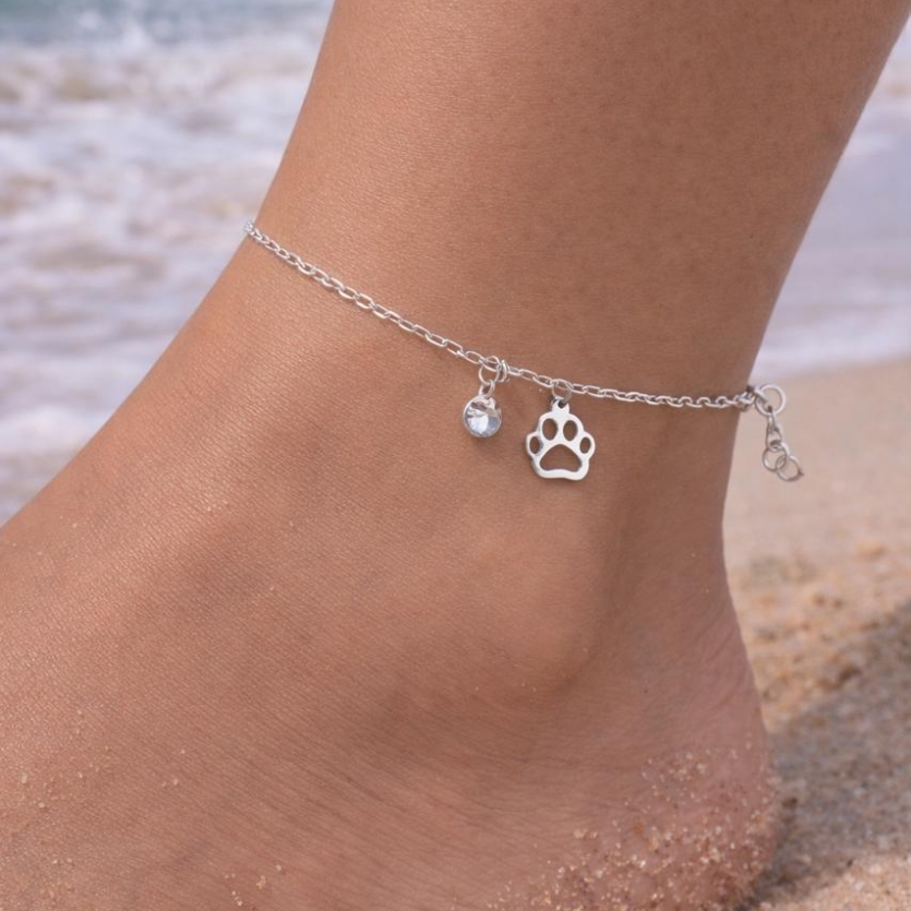TORNOZELEIRA PATA COM CRISTAL 26 CM PRATA 925