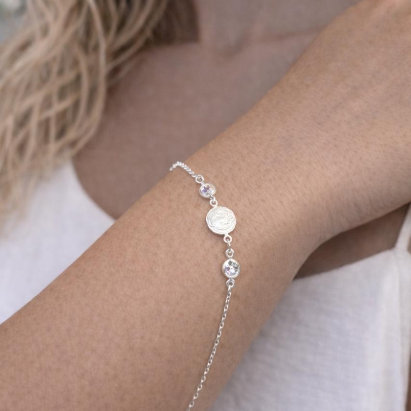 Pulseira medalha de sao bento com zirconia prata 925