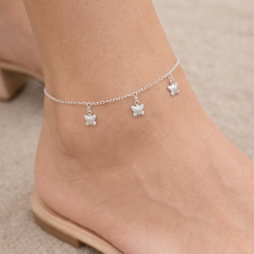 tornozeleira borboleta 27 cm prata 925