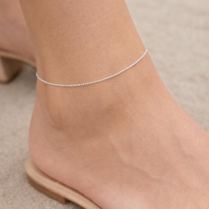Tornozeleira veneziana 23,5 cm prata 925