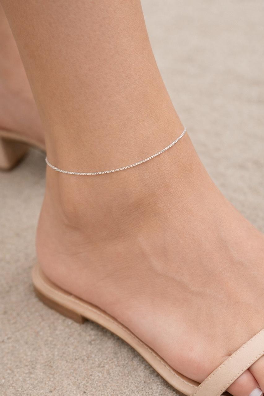 Tornozeleira veneziana 23,5 cm prata 925