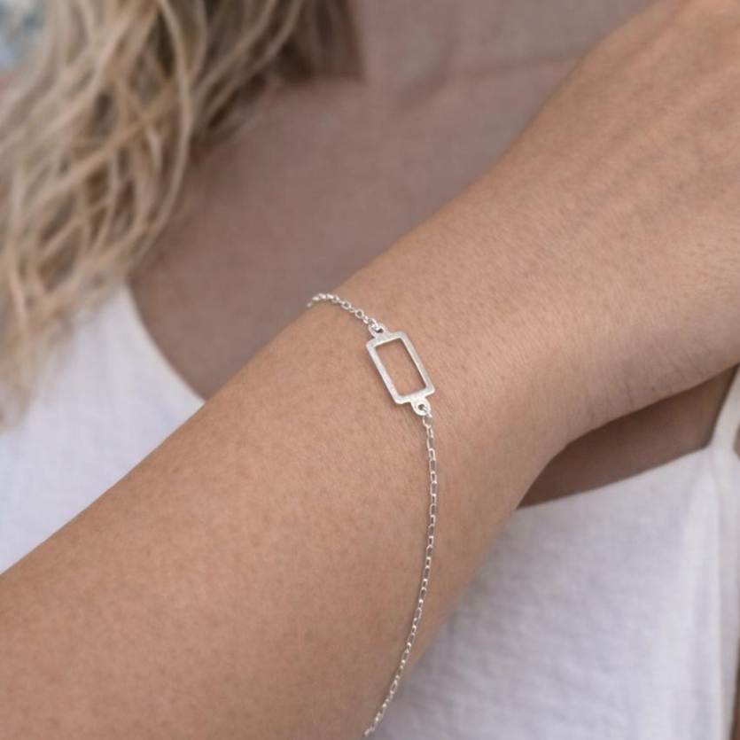 PULSEIRA RETANGULO VAZADA PRATA 925