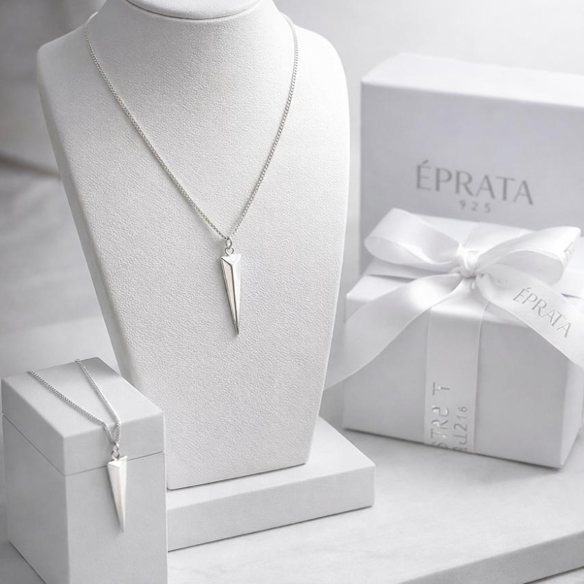 Gargantilha triangulo 2 cm prata 925 corrente V15