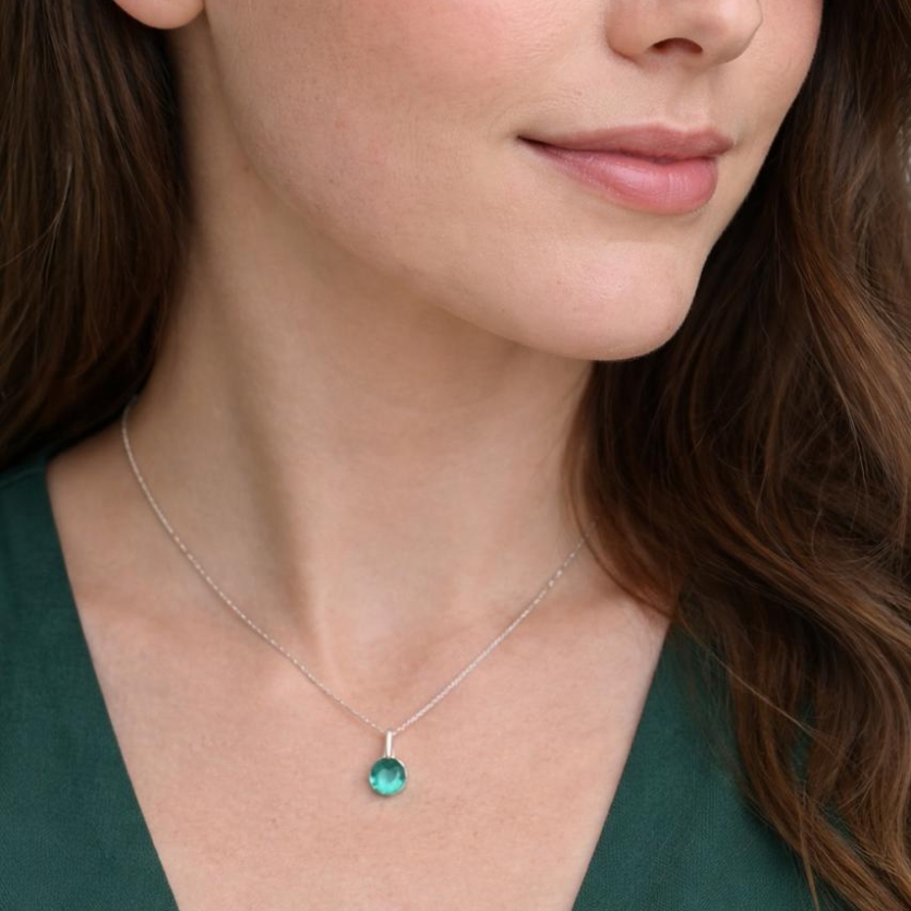 Gargantilha ponto de luz 6 mm turmalina com 45 cm prata 925