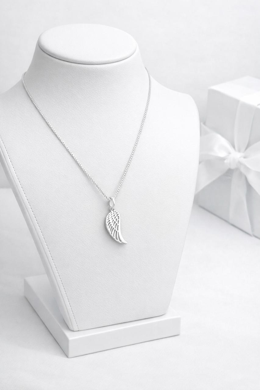 Gargantilha asa de anjo vazada laiser 15 mm prata 925